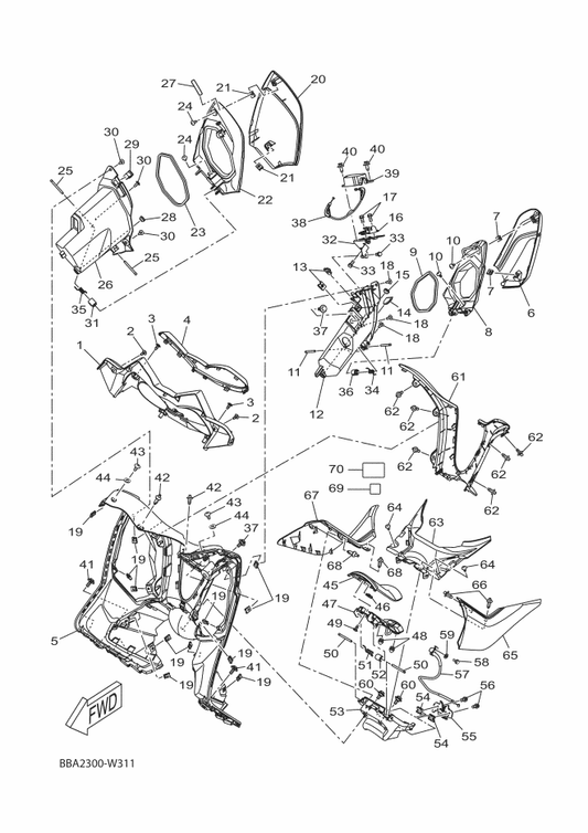 Yamaha B9Y-F83N0-00 Lid Assy — shown on the Leg Shield parts diagram