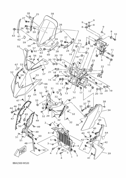 Yamaha 90520-08X00 Damper, Plate — shown on the Windshield parts diagram