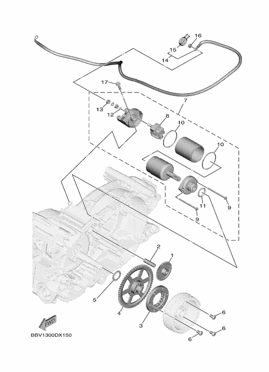 Yamaha 4B5-81826-00 . Bolt — shown on the Starter parts diagram
