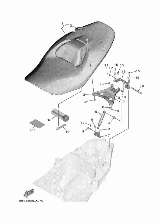 Yamaha BBV-24730-10 Double Seat Assy — shown on the Seat parts diagram