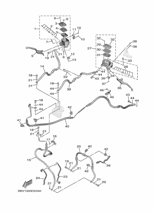Yamaha BBW-2584C-00 Hose, Brake — shown on the Front Master Cylinder parts diagram