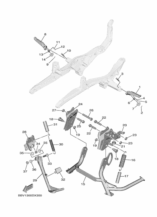 Yamaha B7M-27111-00 Stand, Main — shown on the Stand & Footrest parts diagram