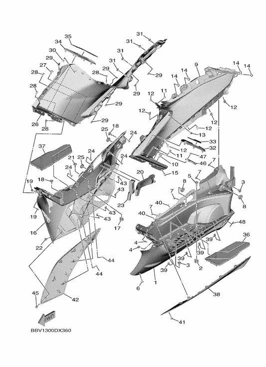 Yamaha BBW-2171L-00-P4 Mole, Side Cover 1 — shown on the Stand & Footrest 2 parts diagram
