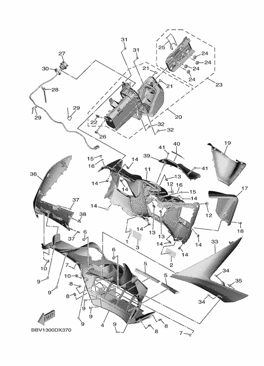 Yamaha BBW-28312-00-P3 Leg Shield 2 — shown on the Leg Shield parts diagram