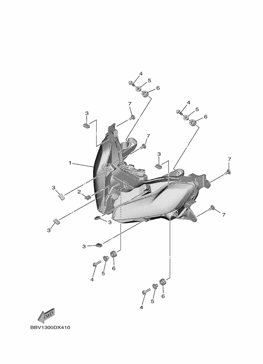 Yamaha BBW-84300-00 Headlight Assy — shown on the Headlight parts diagram