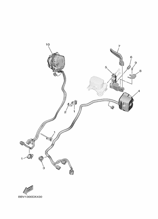 Yamaha BBV-8291R-00 Sw., Handle Rh — shown on the Handle Switch & Lever parts diagram