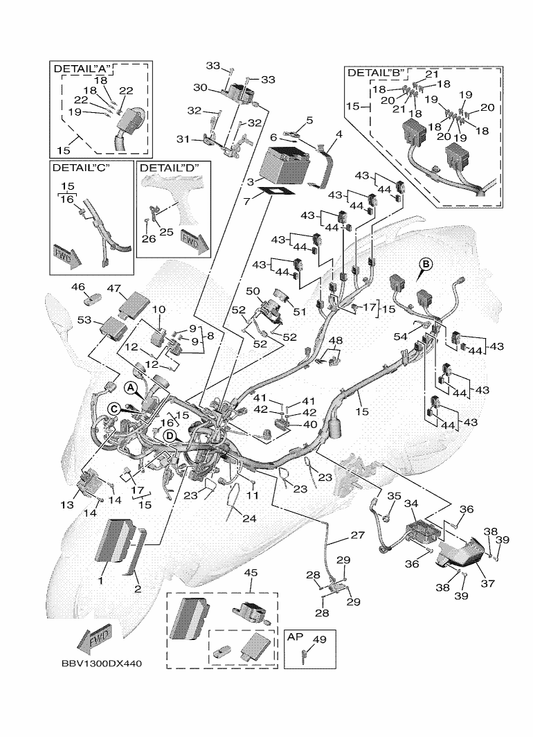 Yamaha BBV-8591A-00 Engine Control Unit Assy — shown on the Electrical 1 parts diagram