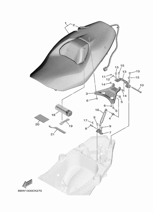 Yamaha BBW-24730-10 Double Seat Assy — shown on the Seat parts diagram