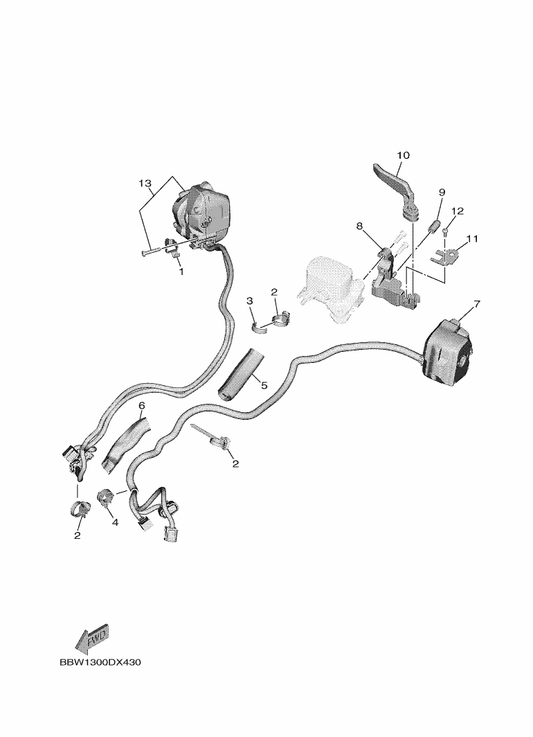 Yamaha BBW-2622L-00 Protector 2 — shown on the Handle Switch & Lever parts diagram