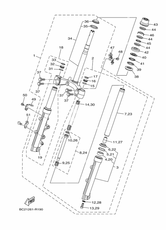 Yamaha 5TL-F341E-10 Retainer, Ball Bearing — shown on the Steering parts diagram