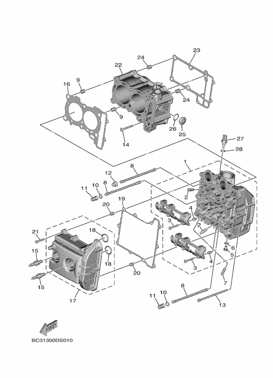 Yamaha 59C-11310-07 Cylinder — shown on the Cylinder parts diagram