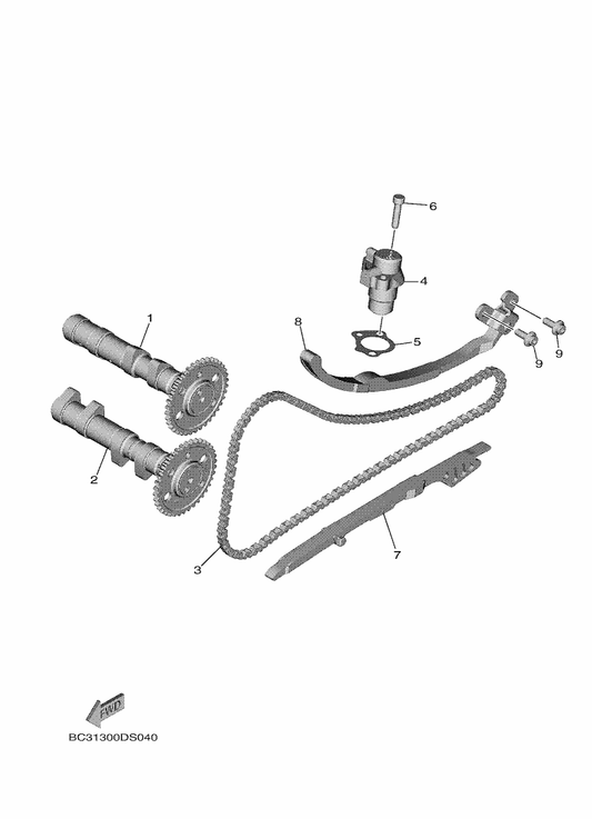 Yamaha 59C-12180-01 Camshaft Assy 2 — shown on the Camshaft & Chain parts diagram