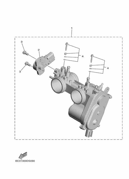 Yamaha BC3-13750-00 Throttle Body Assy — shown on the Intake 2 parts diagram