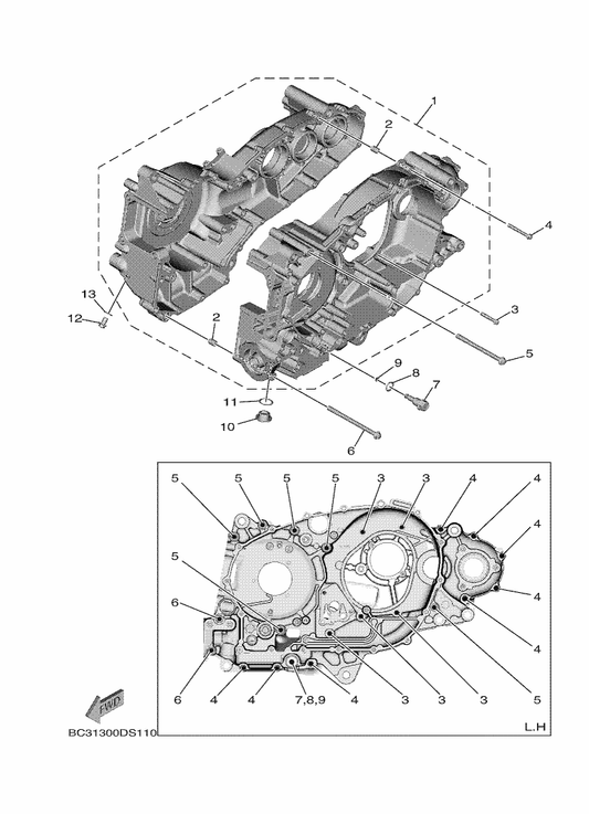 Yamaha 95022-08120 Bolt, Flange — shown on the Crankcase parts diagram