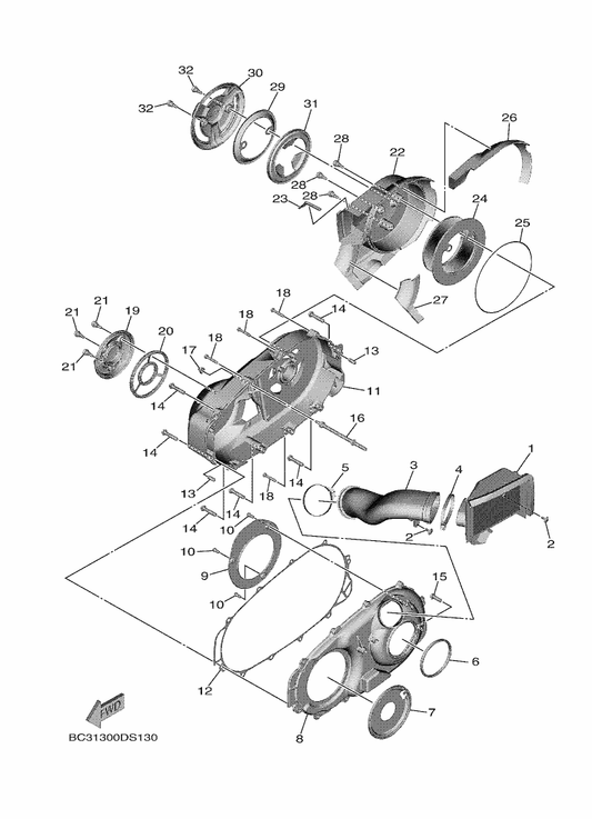 Yamaha BC3-15789-00 Damper — shown on the Crankcase Cover 2 parts diagram