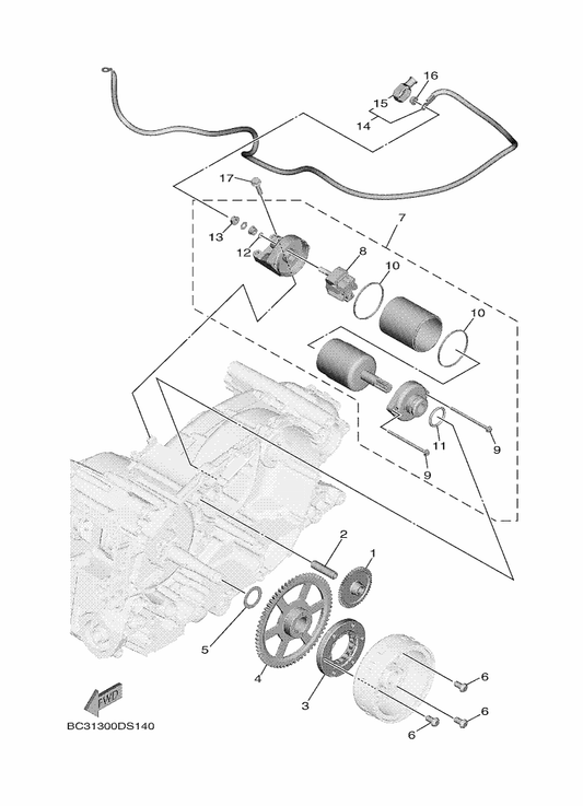 Yamaha BC3-81815-00 Cord, Starter Motor — shown on the Starter parts diagram
