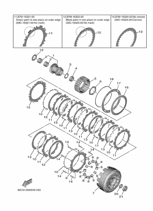 Yamaha 5VU-16110-00 Primary Drive Gear Assy — shown on the Clutch parts diagram
