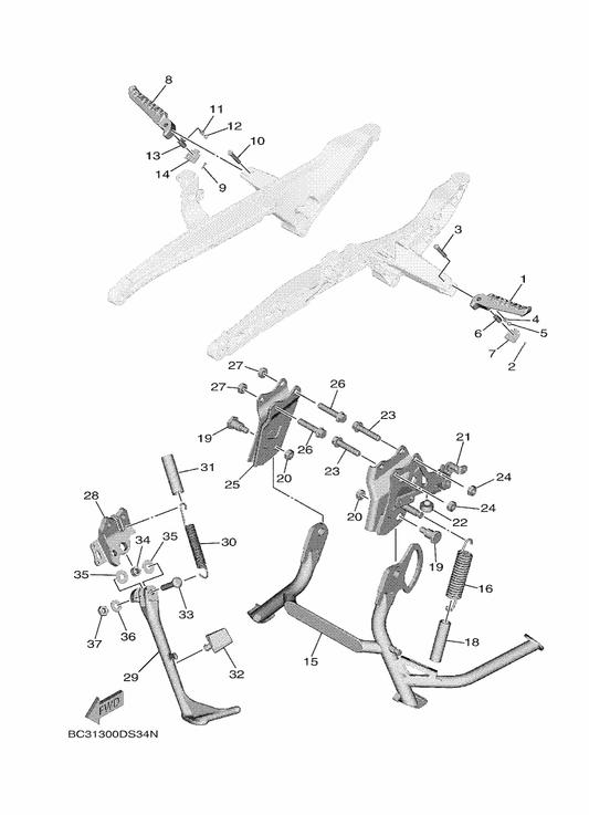 Yamaha BC3-27152-00 Bracket, Main Stand 2 — shown on the Stand & Footrest parts diagram