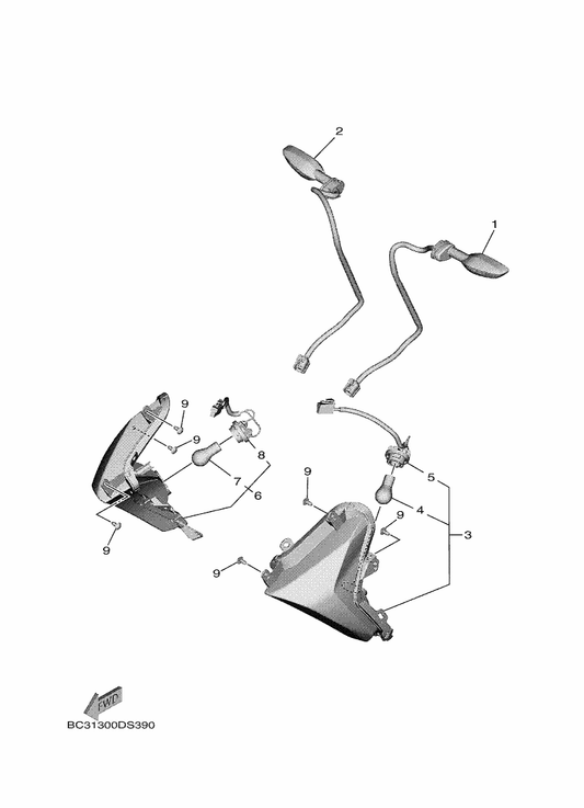 Yamaha BC3-83346-00 . Cord — shown on the Flasher Light parts diagram