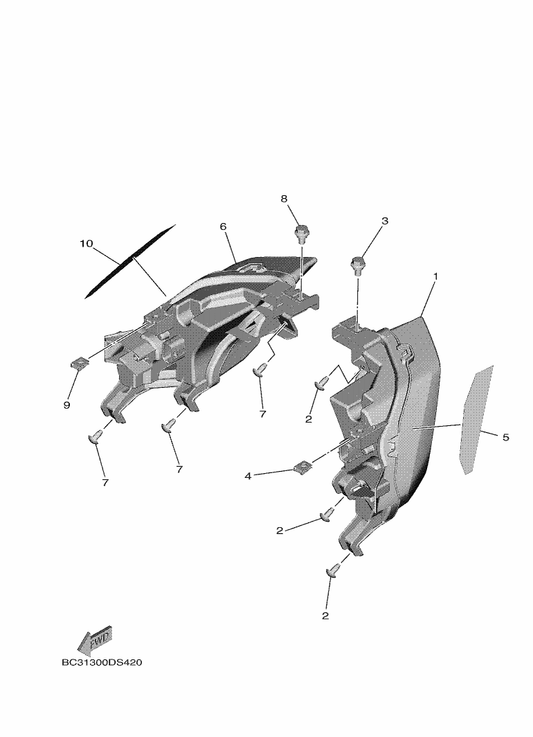 Yamaha BC3-28218-00 Seal 1 — shown on the Taillight parts diagram