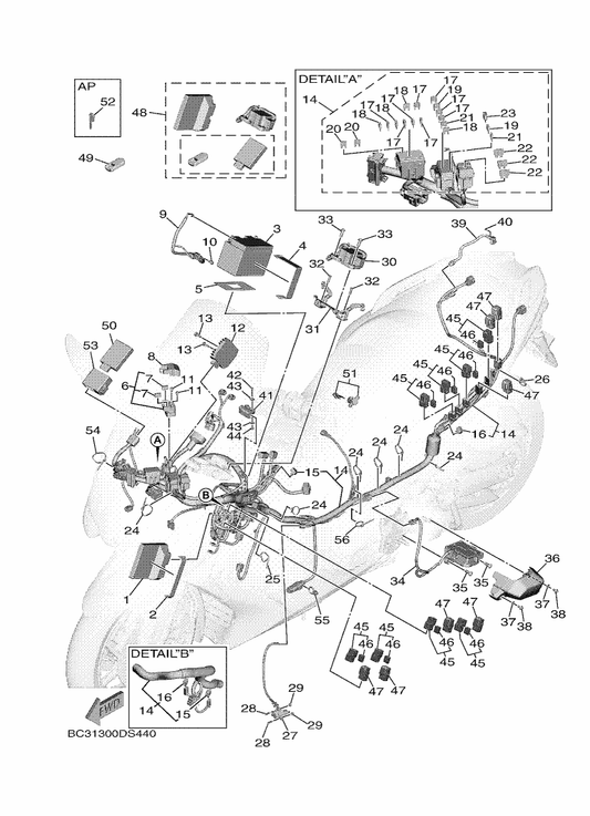 Yamaha BC3-81980-00 . Diode Assy — shown on the Electrical 1 parts diagram