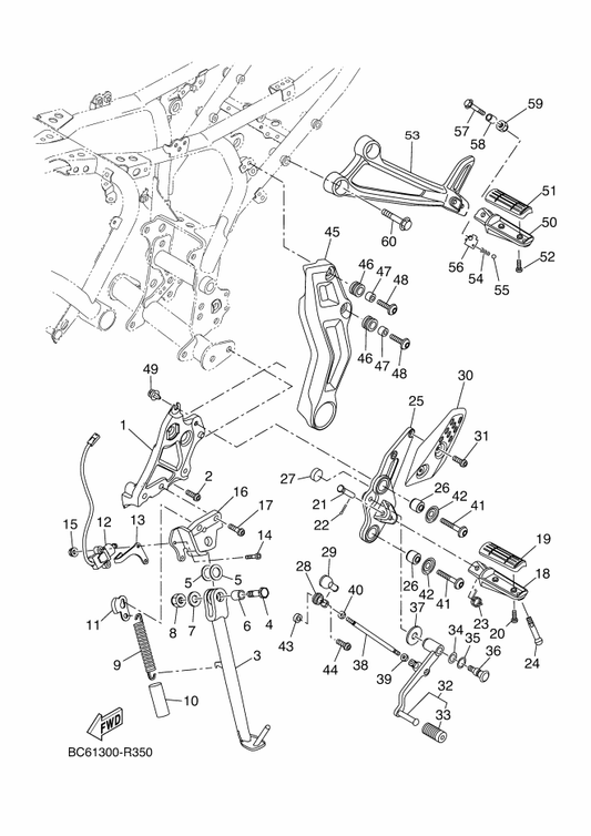 Yamaha 11D-F743A-00 Bar, Rear Footrest — shown on the Stand & Footrest parts diagram