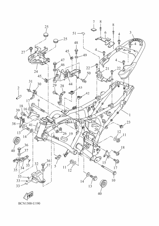 Yamaha 1WS-2117R-00 Cover 4 — shown on the Frame parts diagram