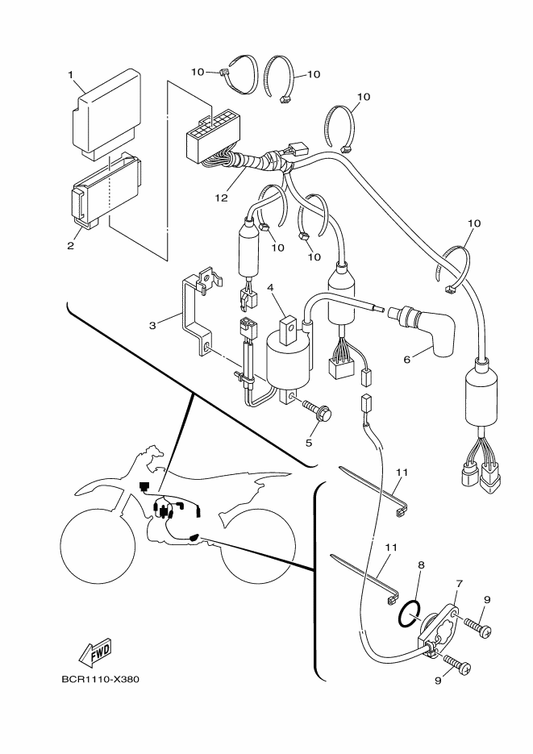 Yamaha 1P8-85546-00 Band — shown on the Electrical 1 parts diagram