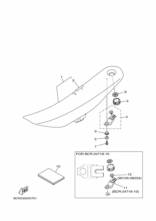 Yamaha BCR-24710-00 Single Seat Assy — shown on the Seat parts diagram