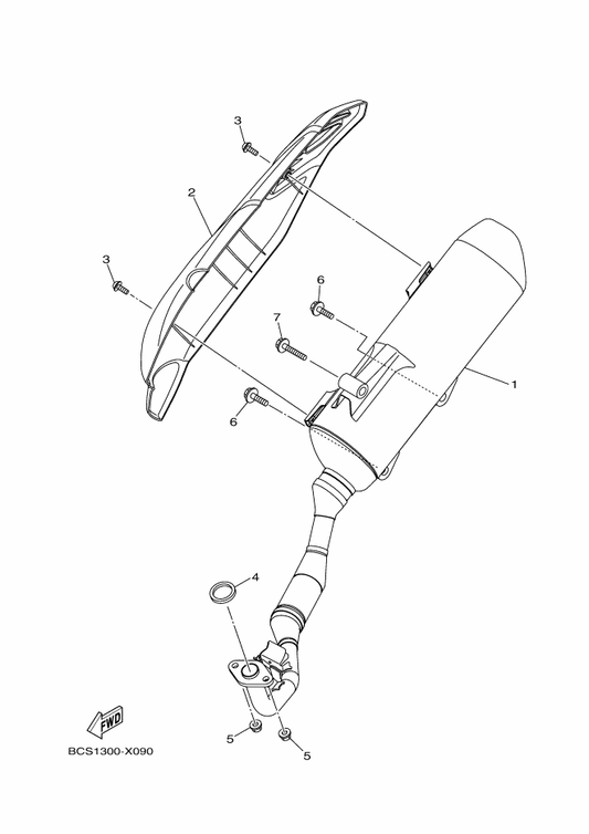 Yamaha B63-E4613-00 Gasket, Exhaust Pipe — shown on the Exhaust parts diagram