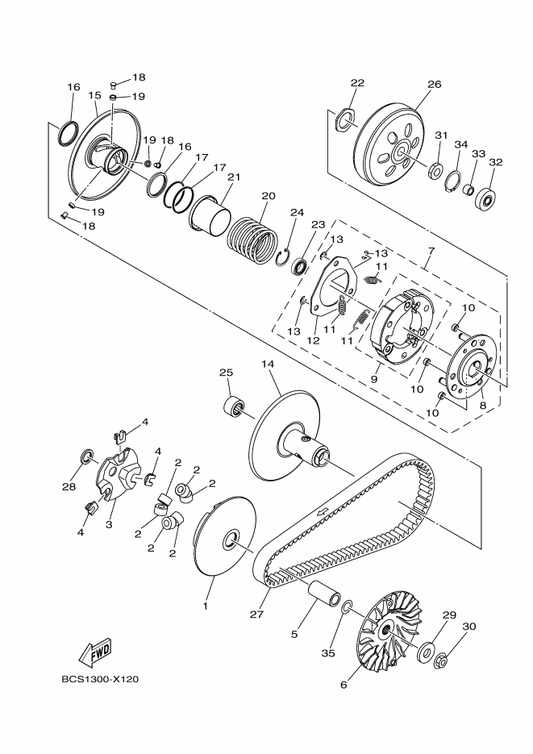 Yamaha 90201-15849 Washer, Plate — shown on the Clutch parts diagram