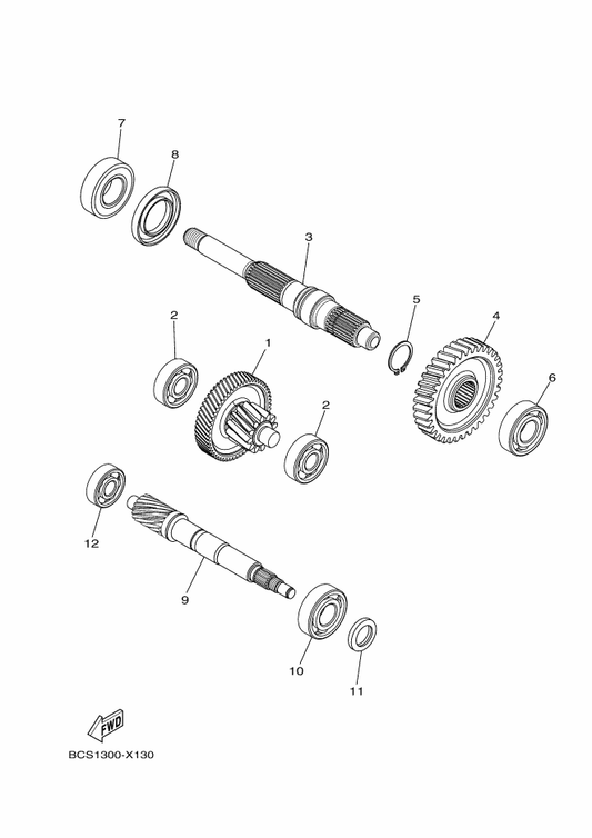 Yamaha 93306-351Y5 Bearing — shown on the Transmission parts diagram