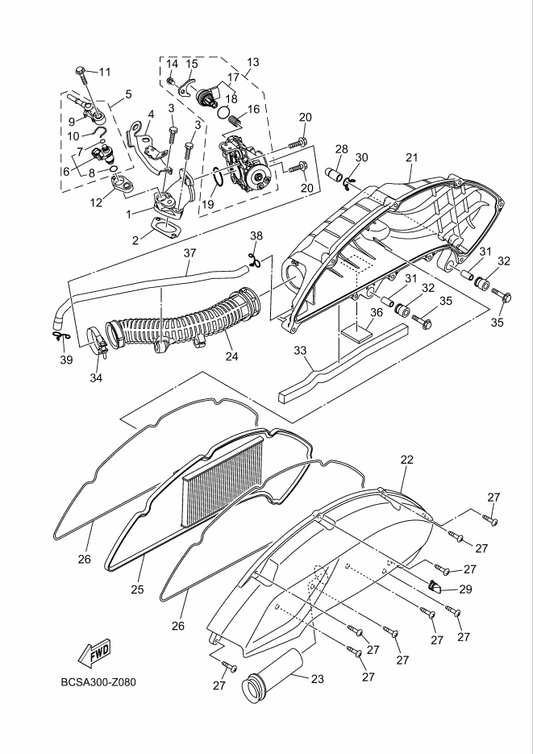 Yamaha B63-H5801-01 . Stepping Motor — shown on the Intake parts diagram