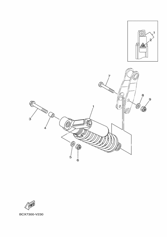 Yamaha 2LS-F2200-40 Shock Absorber Assy, Rear — shown on the Rear Suspension parts diagram