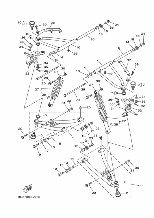 Yamaha 1PE-F3390-40 Shock Absorber Assy 2 — shown on the Front Suspension & Wheel parts diagram