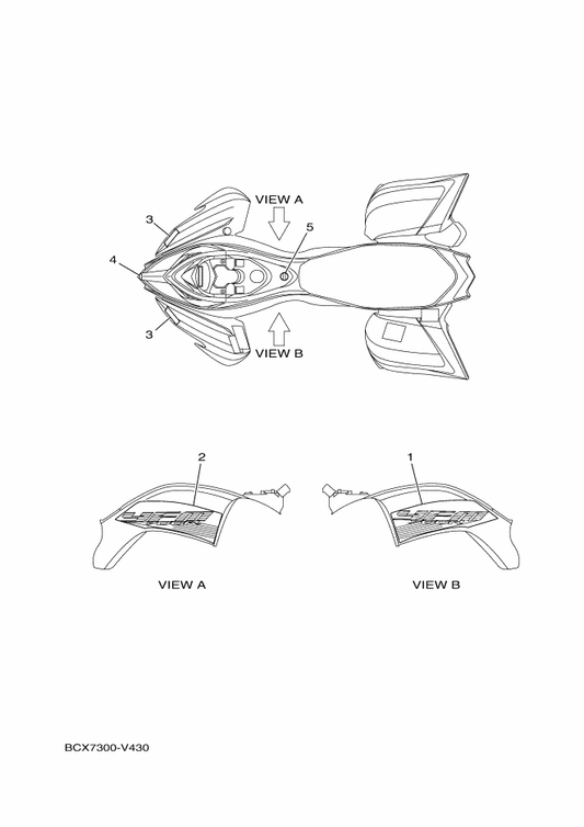 Yamaha BCX-F1572-10 Graphic, Front Fender 2 — shown on the Graphics parts diagram