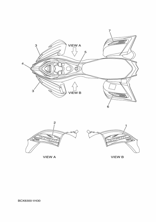 Yamaha BCX-F165G-00 Graphic, Rear (Lh) — shown on the Graphics parts diagram