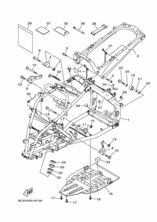 Yamaha 2LS-F1190-A8 Rear Frame Comp. — shown on the Frame parts diagram