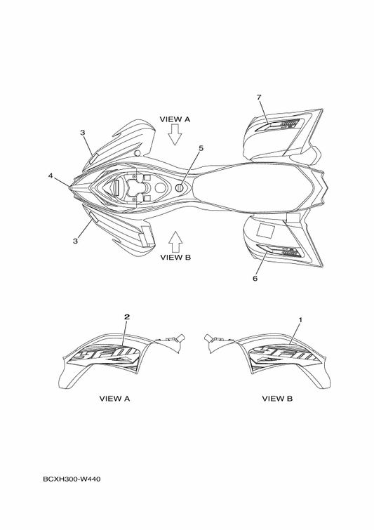Yamaha BFK-F165G-00 Graphic, Rear (Lh) — shown on the Graphics parts diagram