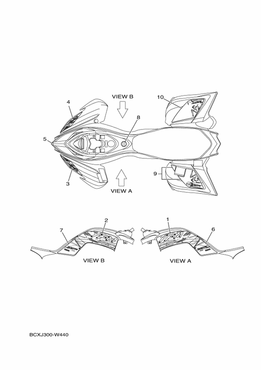 Yamaha BFK-F165G-10 Graphic, Rear (Lh) — shown on the Graphics parts diagram