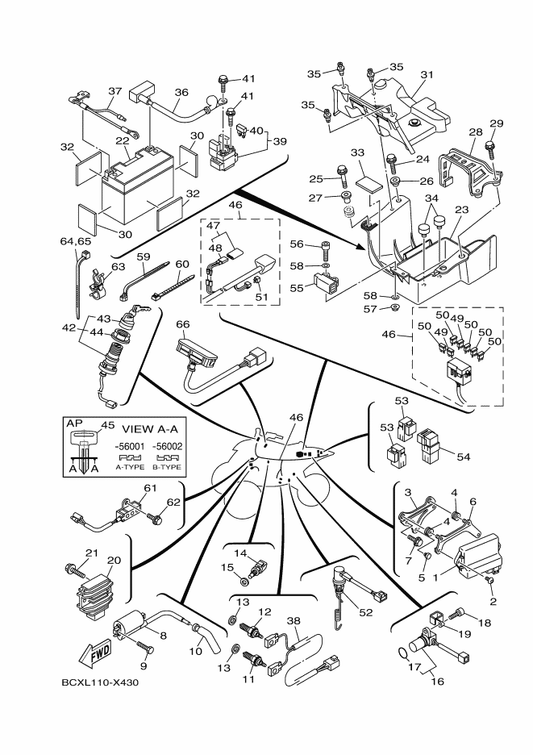 Yamaha 95D02-06020 Bolt, Flange Deep Recess — shown on the Electrical 1 parts diagram