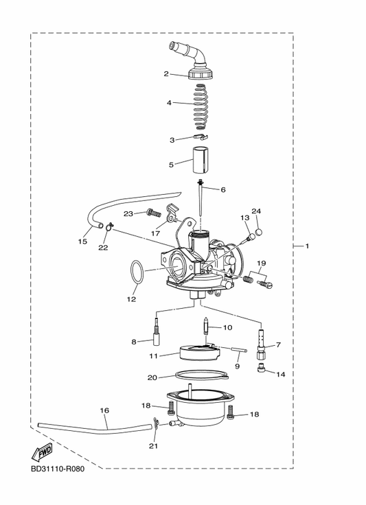 Yamaha BD3-E449C-00 . Clip 1 — shown on the Carburetor parts diagram