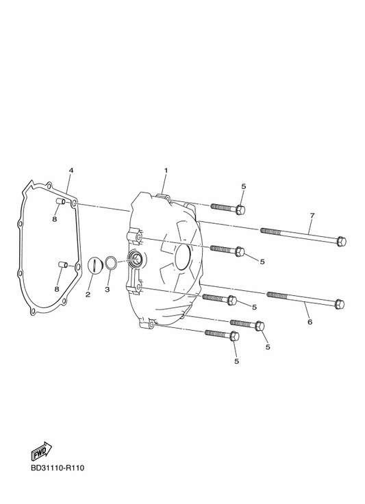 Yamaha BD3-E5189-00 Plug — shown on the Crankcase Cover 1 parts diagram
