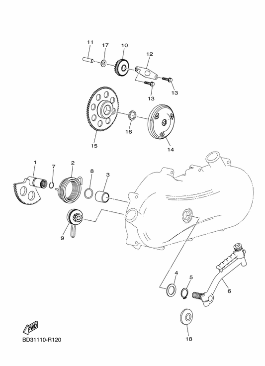 Yamaha BD3-E2456-10 Washer — shown on the Starter parts diagram