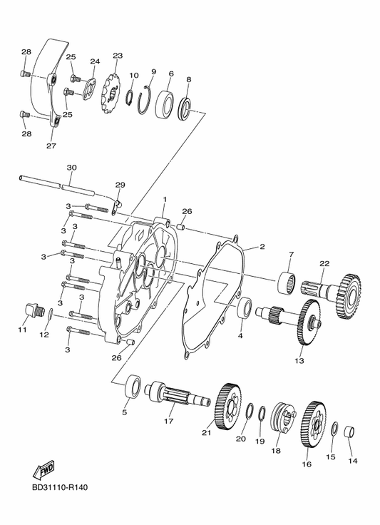 Yamaha BD3-E5689-00 Retainer — shown on the Transmission parts diagram