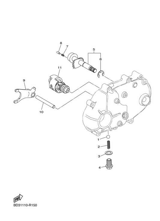 Yamaha BD3-E8545-00 Spring — shown on the Shift Cam & Fork parts diagram