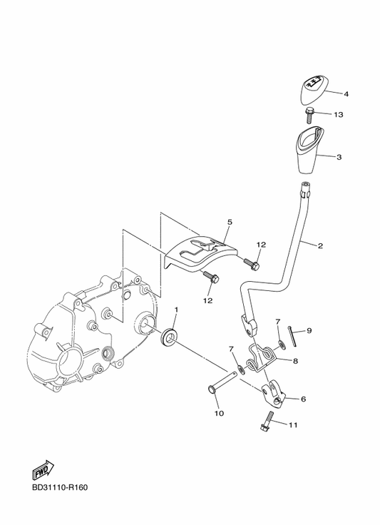 Yamaha BD3-H1452-00 Bolt — shown on the Shift Shaft parts diagram