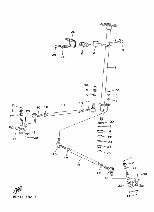 Yamaha BD3-F4531-00 Nut — shown on the Steering parts diagram
