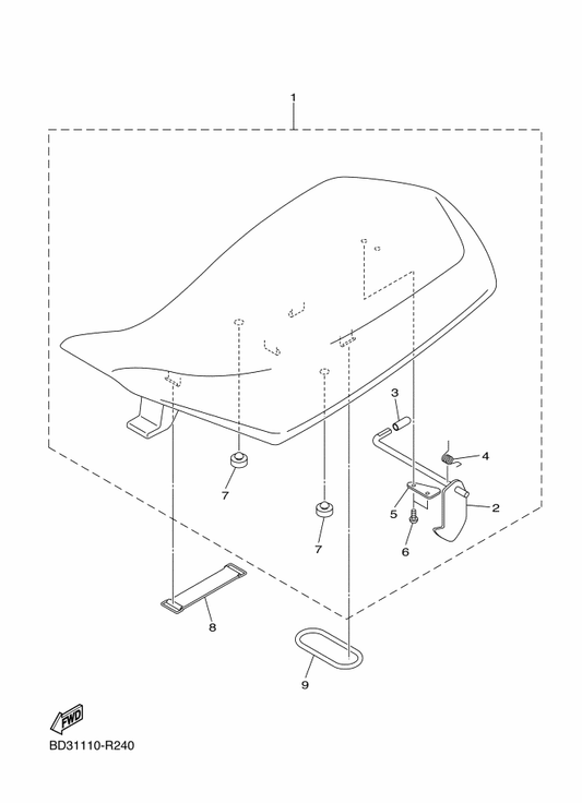 Yamaha BD3-F4758-10 . Spring — shown on the Seat parts diagram