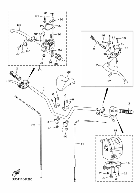 Yamaha BD3-H3922-00 . Lever 2 — shown on the Steering Handle & Cable parts diagram